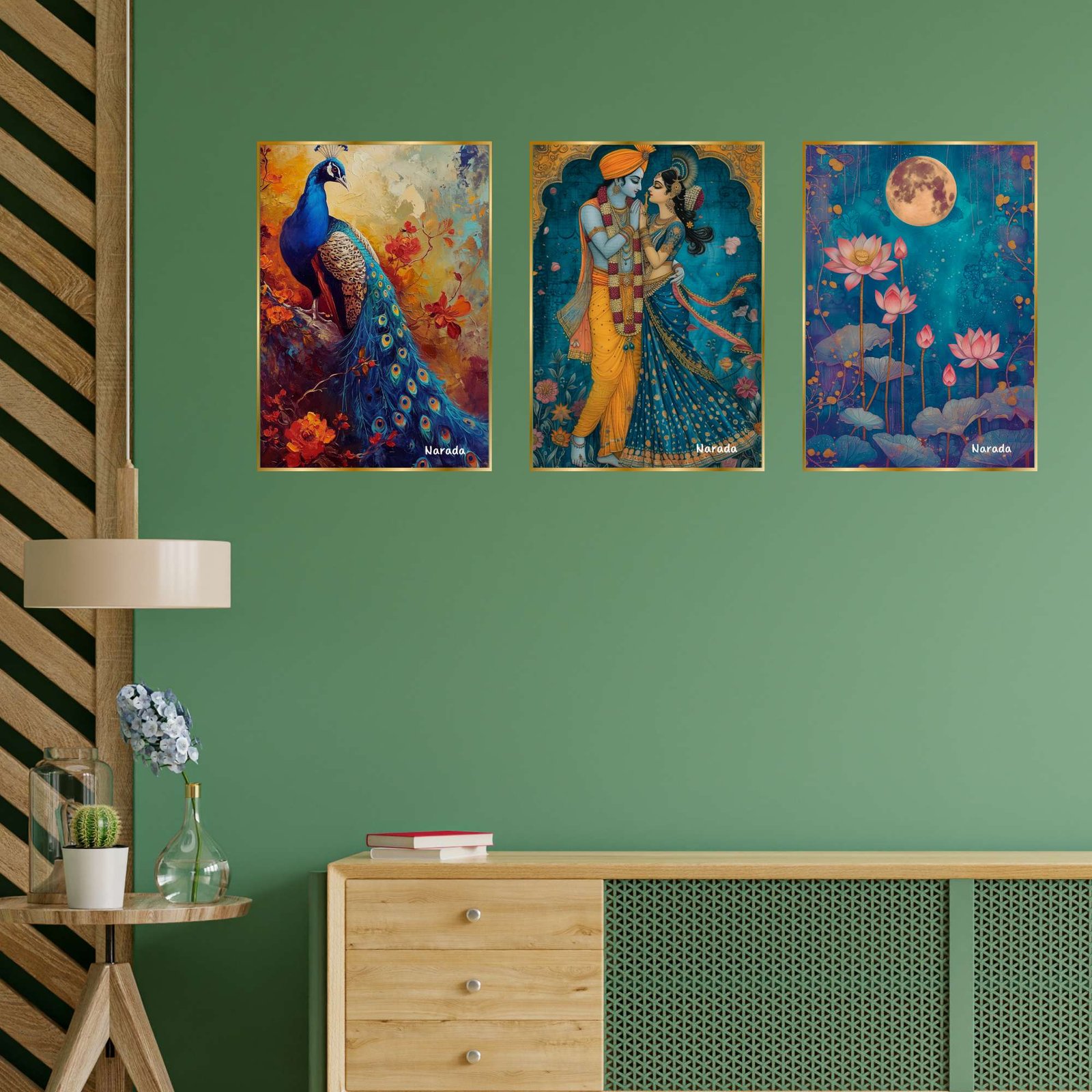 Set of Three Wall Paintings for Wall Dacoration Golden Framed Wall Paintings for Living Room & Bedroom Wall Art for Home Decoration & Office Wall Décor (18x12 inch CH-GD3-12) - Image 3