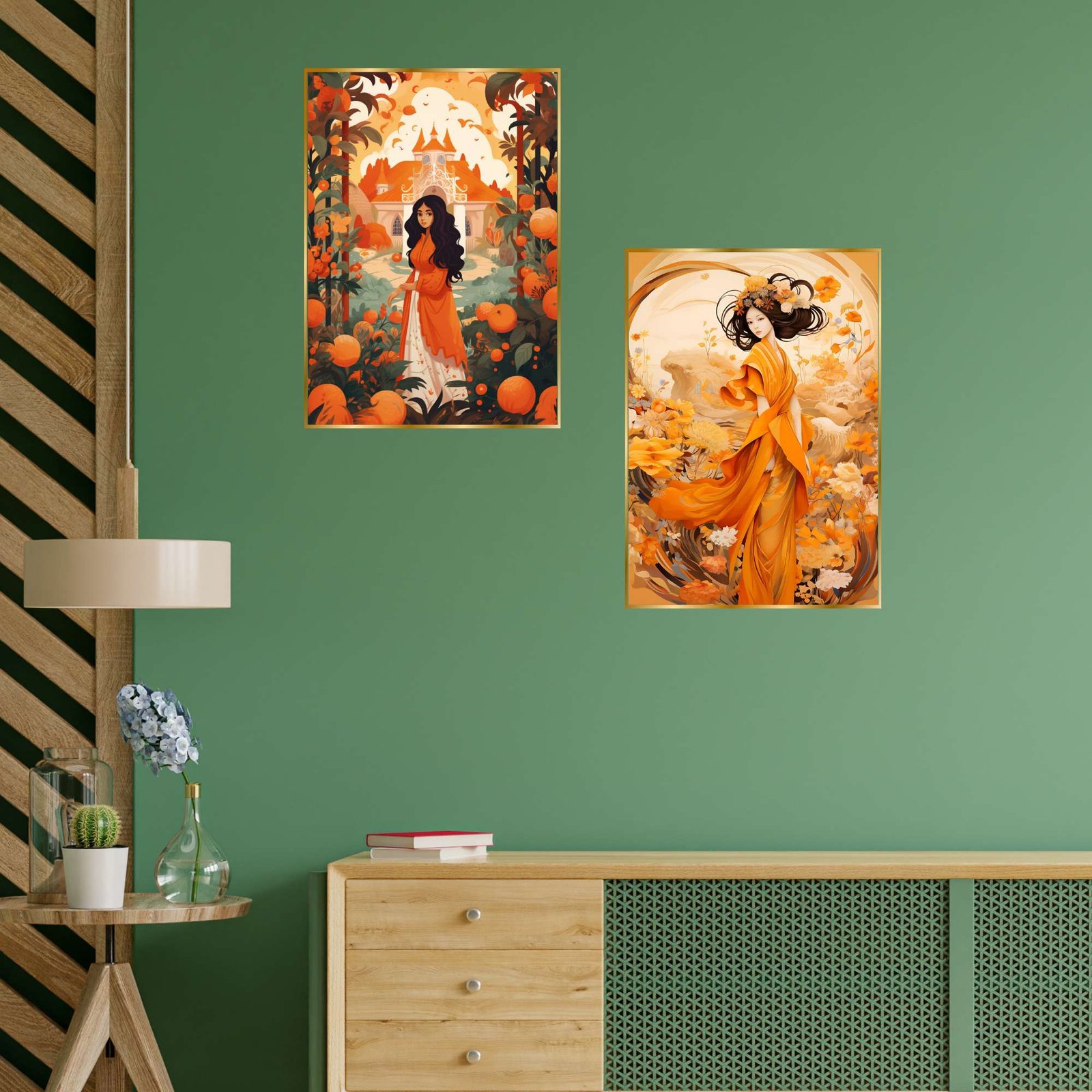 Set of Two Wall Paintings for Wall Dacoration Golden Framed Wall Paintings for Living Room & Bedroom Wall Art for Home Decoration & Office Wall Décor (14x11 inch CH-GD2-20) - Image 2