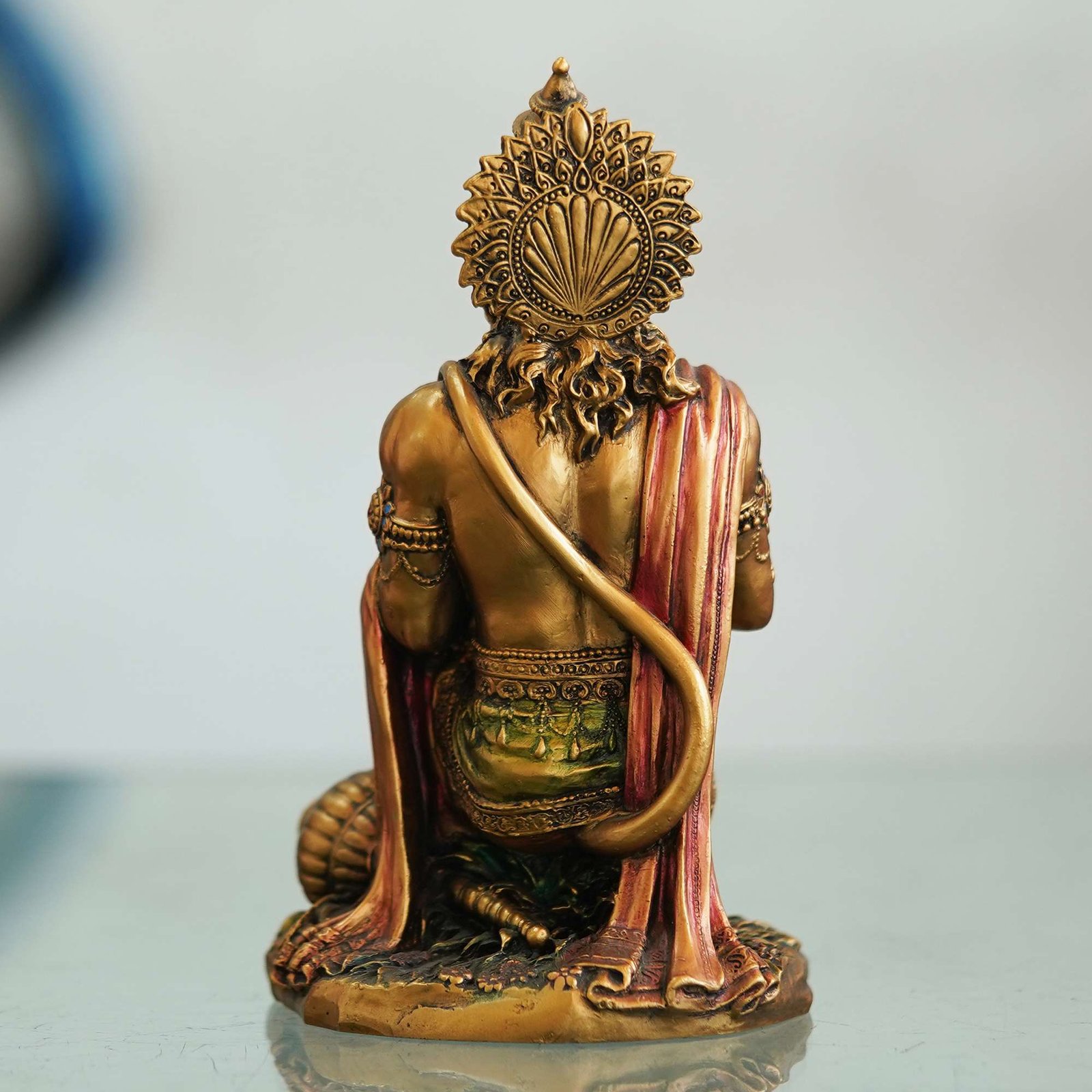 Premium Bronze Sitting Hanuman Murti Perfect for Pooja Room & Spiritual Decor - Image 4