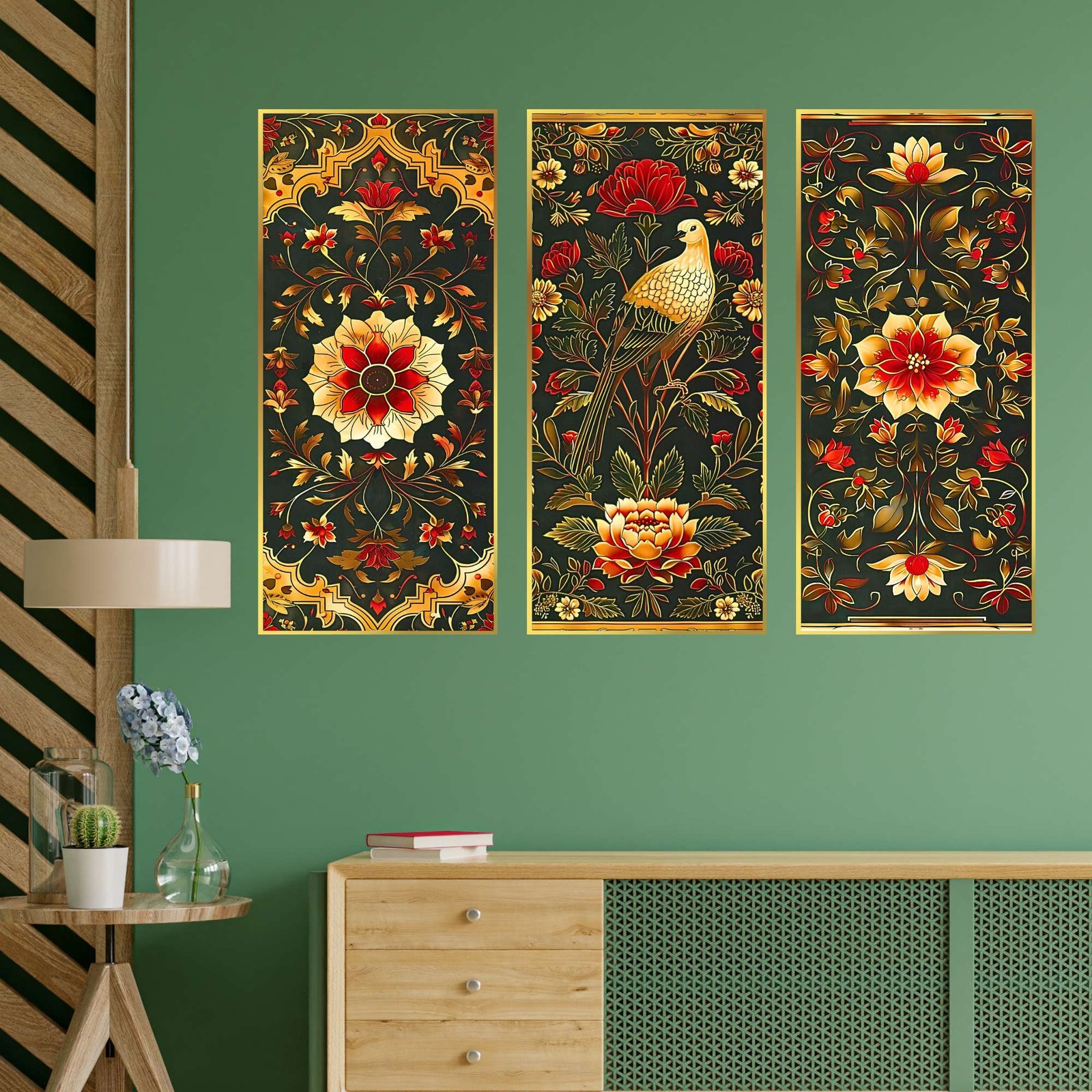Set of Three large Wall Paintings for Wall Dacoration Golden Framed Wall Paintings for Living Room & Bedroom Wall Art for Home Decoration & Office Wall Décor (14x11 inch CH-LGD3-6) - Image 3